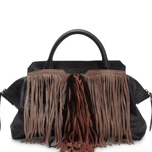 Liebeskind Leather Suede Fringe Removable Crossbody Handbag Bag